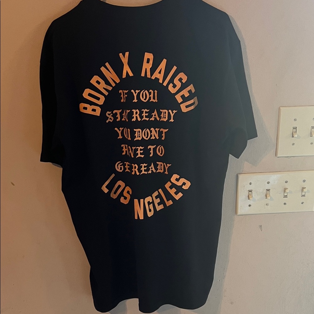 BORN X RAISED STAY READY BLACK TEE SIZE LARGE